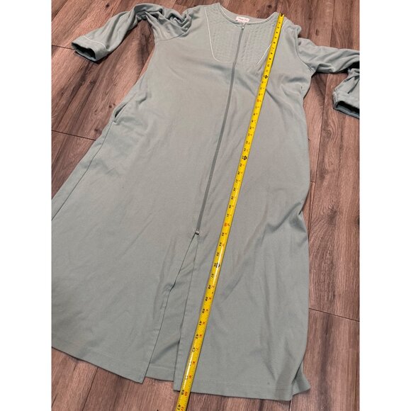 Vintage Vanity Fair Sage Green Quilted Yoke Full-Zip Robe Dress Small S Pockets - Picture 7 of 9